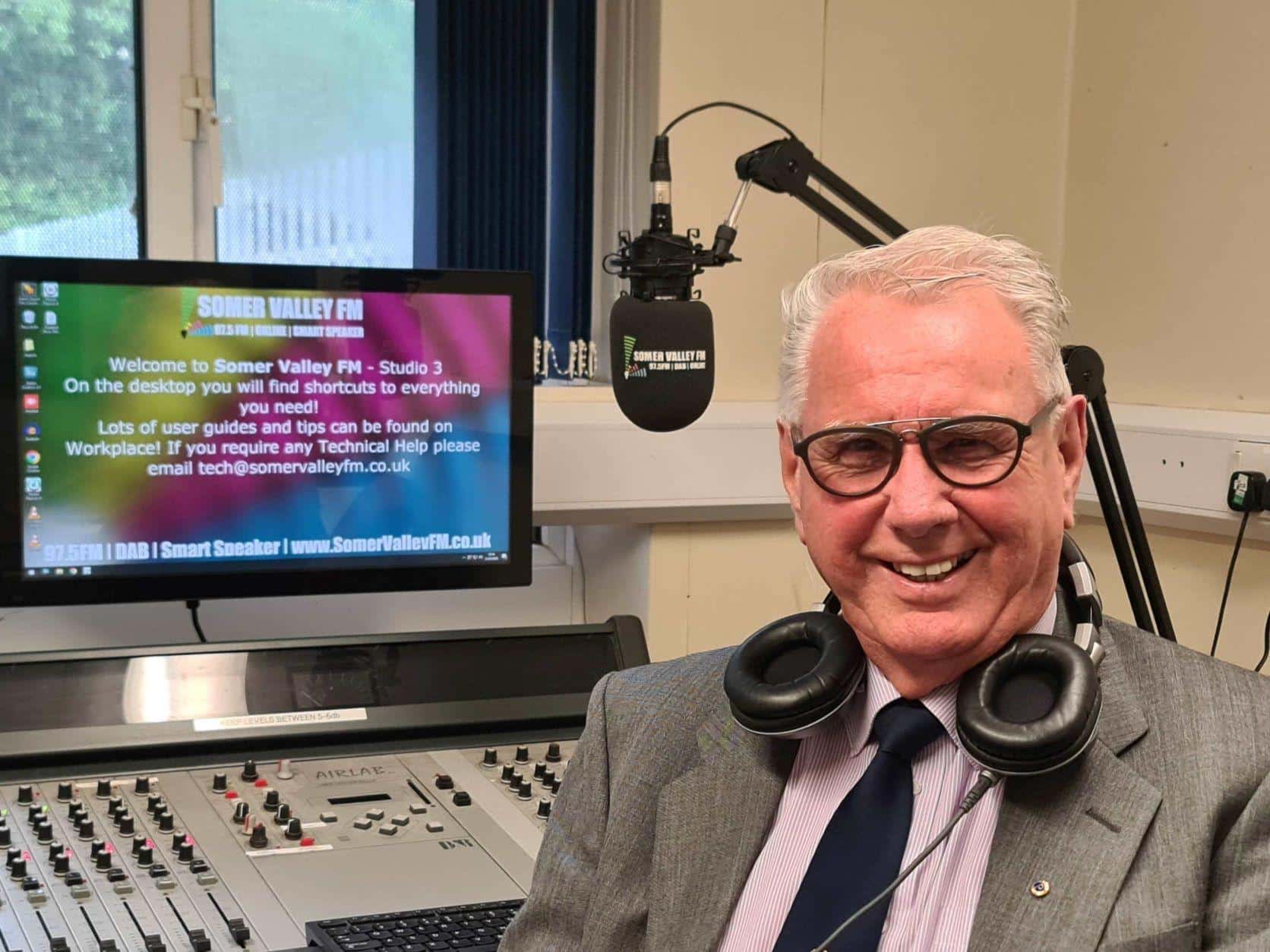 Bryn Hawkins in the Somer Valley FM studio